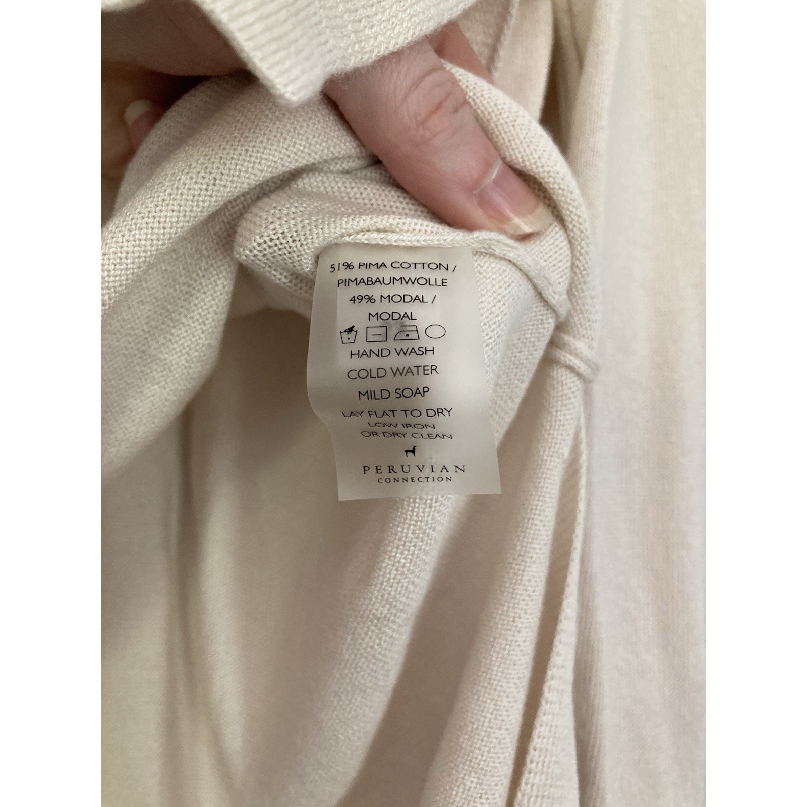 Peruvian Connection Gabrielle Tunic Top Chalk Cream Split Hem Size Medium Nwt — image 5 of 8